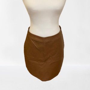 Guanyy Brown Faux Leather Pencil Skirt M